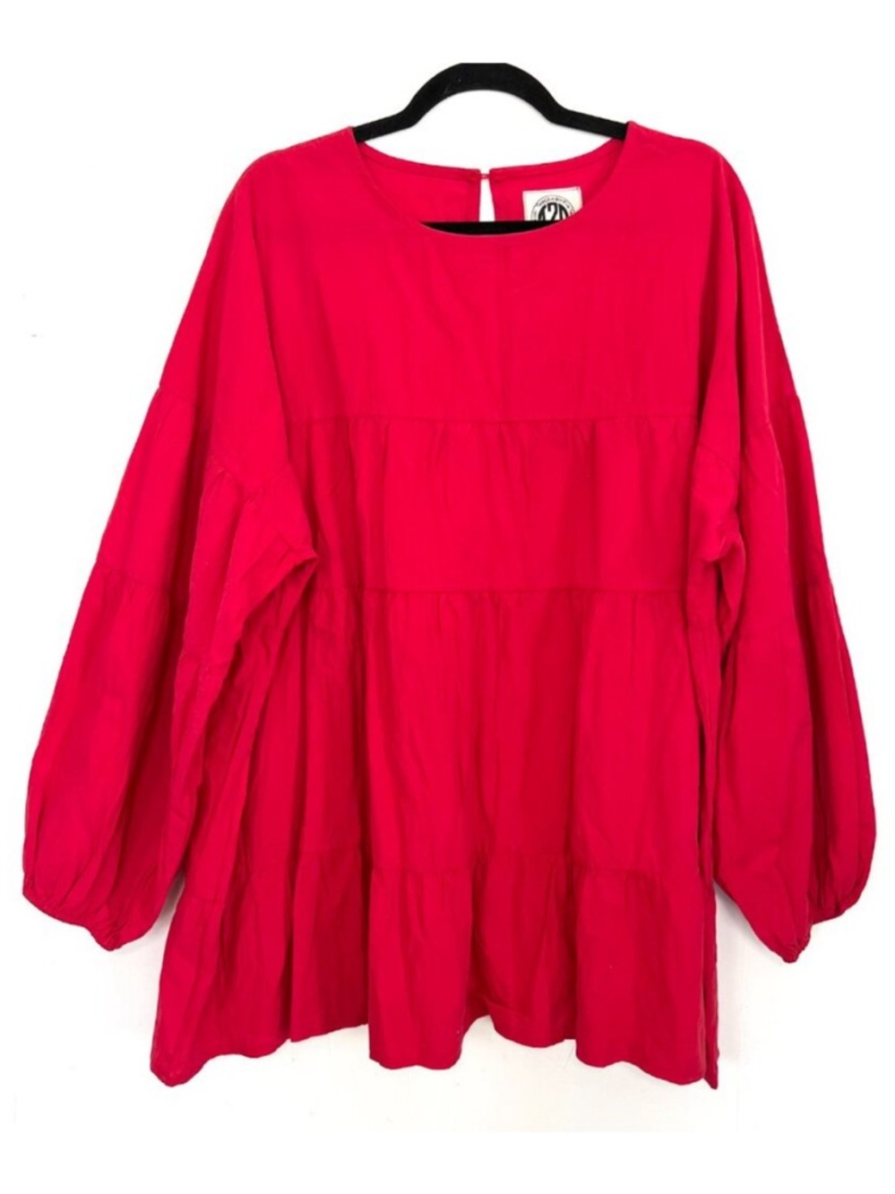 NWT Cranberry Red 100% Cotton Balloon Sleeve Tiered Top Tees2urdoor 3XL XXXL zq‎